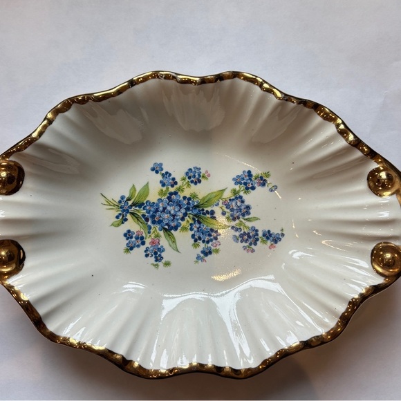 Vintage Holley Ross China Dish – Blue Floral with 22k Gold Trim – LaAnna PA - Picture 2 of 6